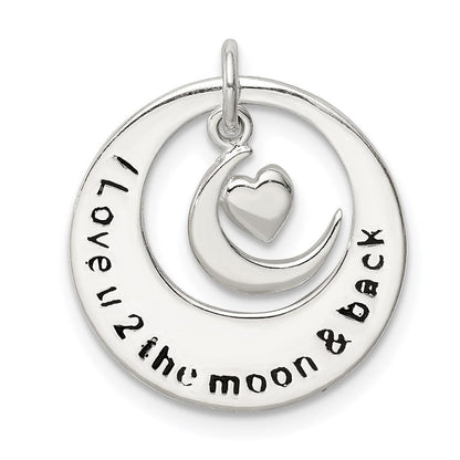 Sterlingsilber Emaille I Liebe You To The Mond und Rückseite Anhänger