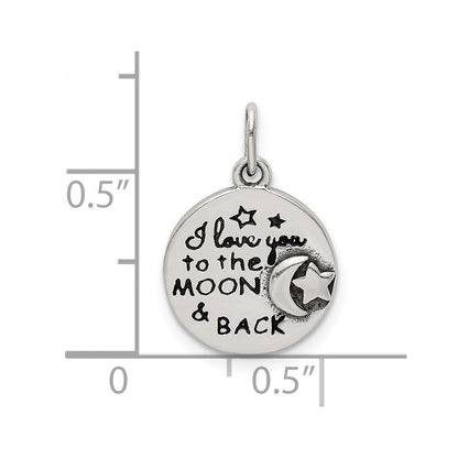 Sterlingsilber Emaille Liebe You To The Mond & Rückseite Charm Anhänger