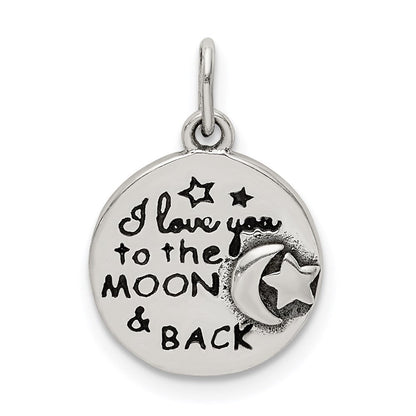 Sterlingsilber Emaille Liebe You To The Mond & Rückseite Charm Anhänger