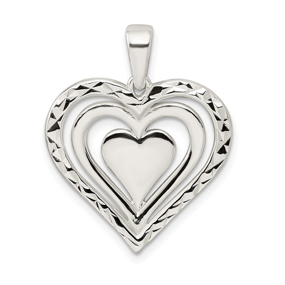 Sterlingsilber Diamantiert Herz Anhänger