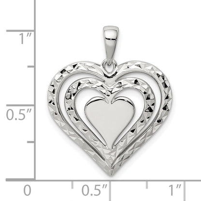 Sterlingsilber Diamantiert Herz Anhänger