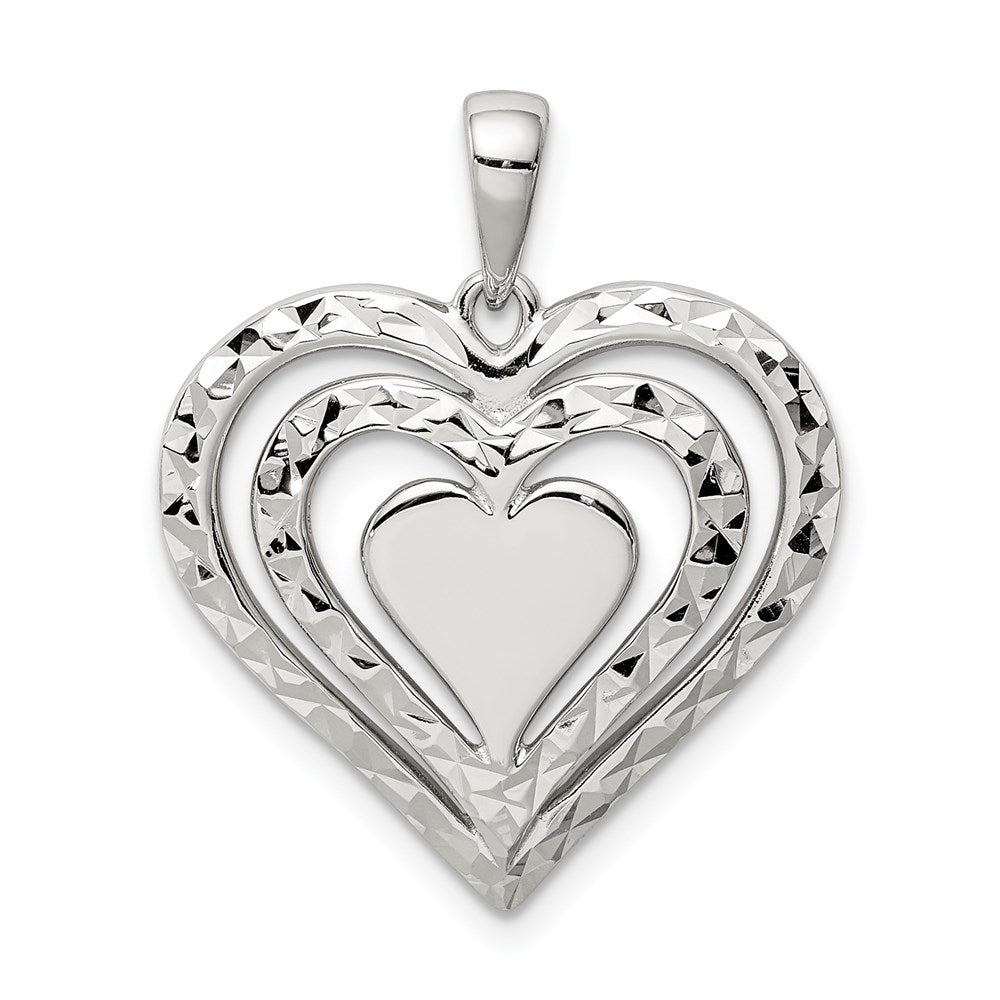 Sterlingsilber Diamantiert Herz Anhänger