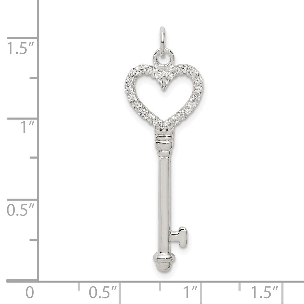 Sterlingsilber Zirkonia Herz Key Anhänger