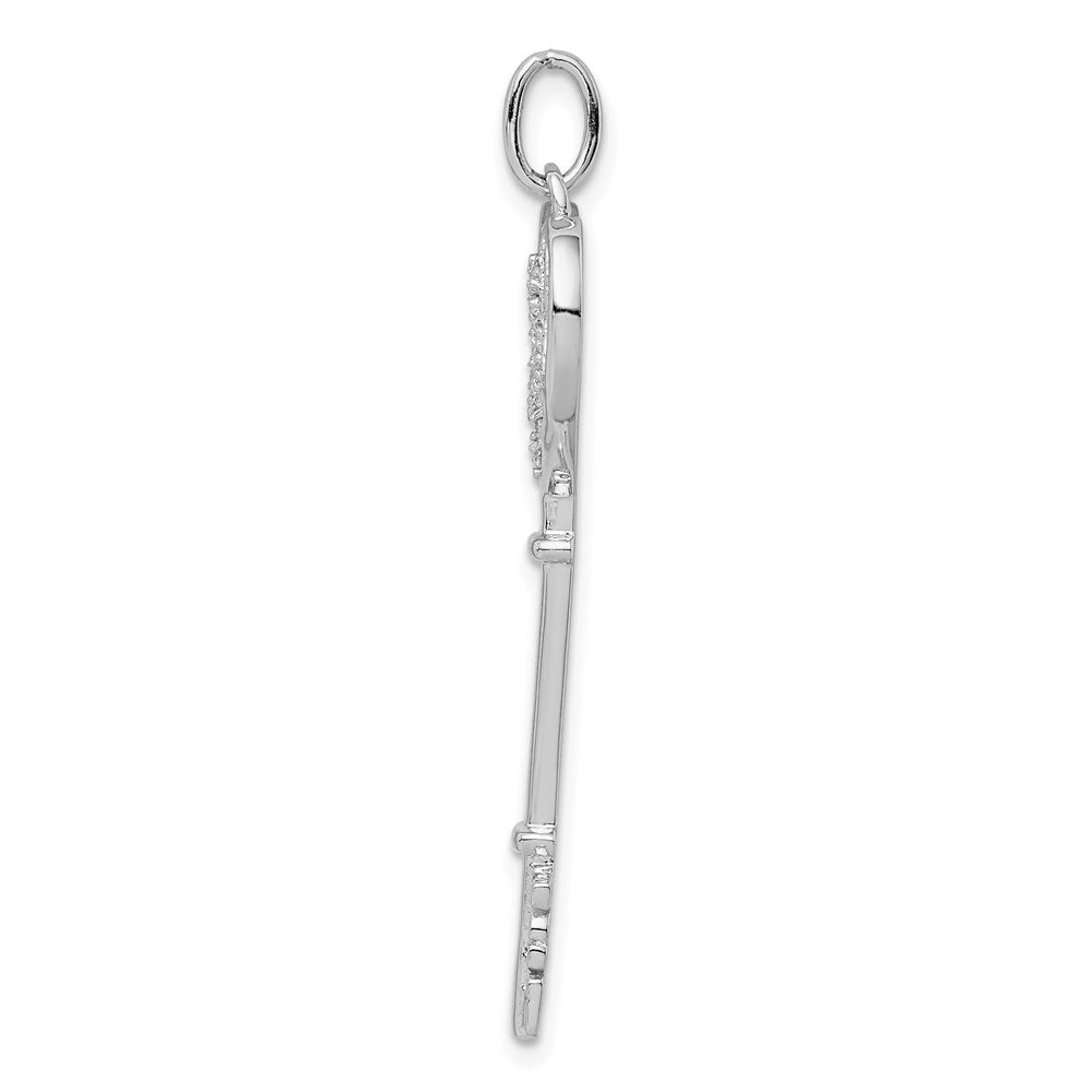 Sterlingsilber Rhodiniert Zirkonia Liebe Key Anhänger