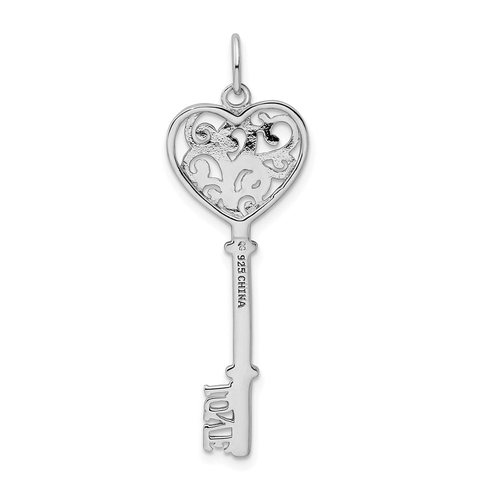 Sterlingsilber Rhodiniert Zirkonia Liebe Key Anhänger
