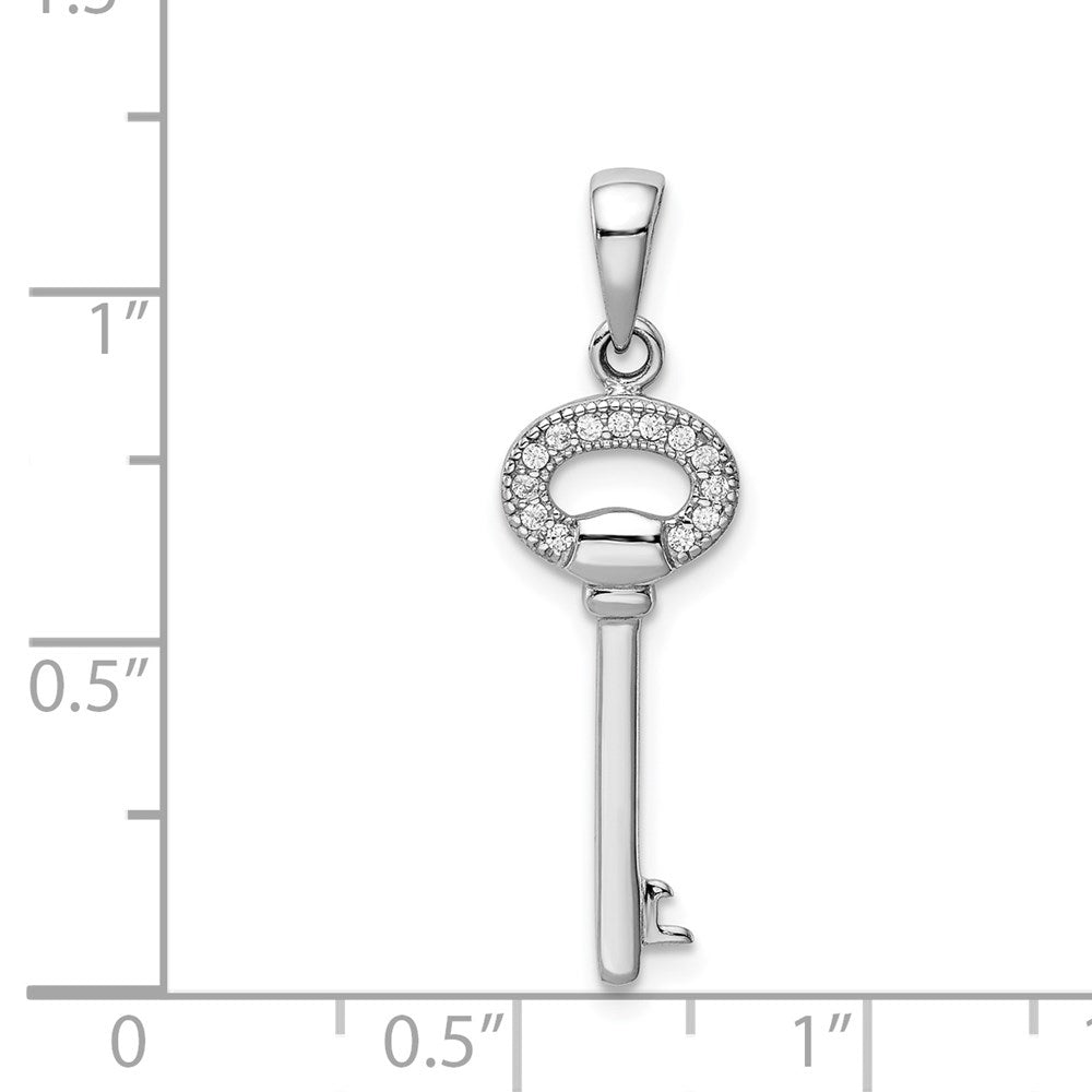 Sterlingsilber Rhodiniert Zirkonia Key Anhänger