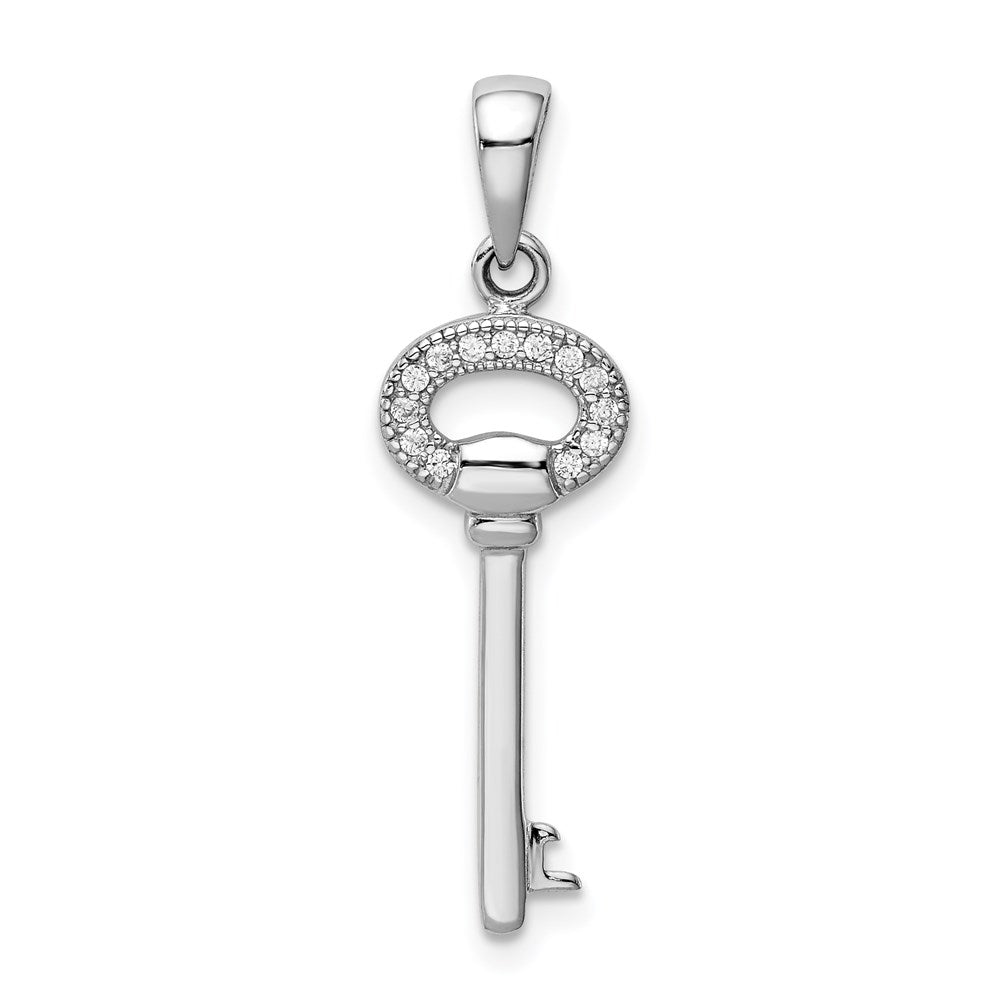 Sterlingsilber Rhodiniert Zirkonia Key Anhänger