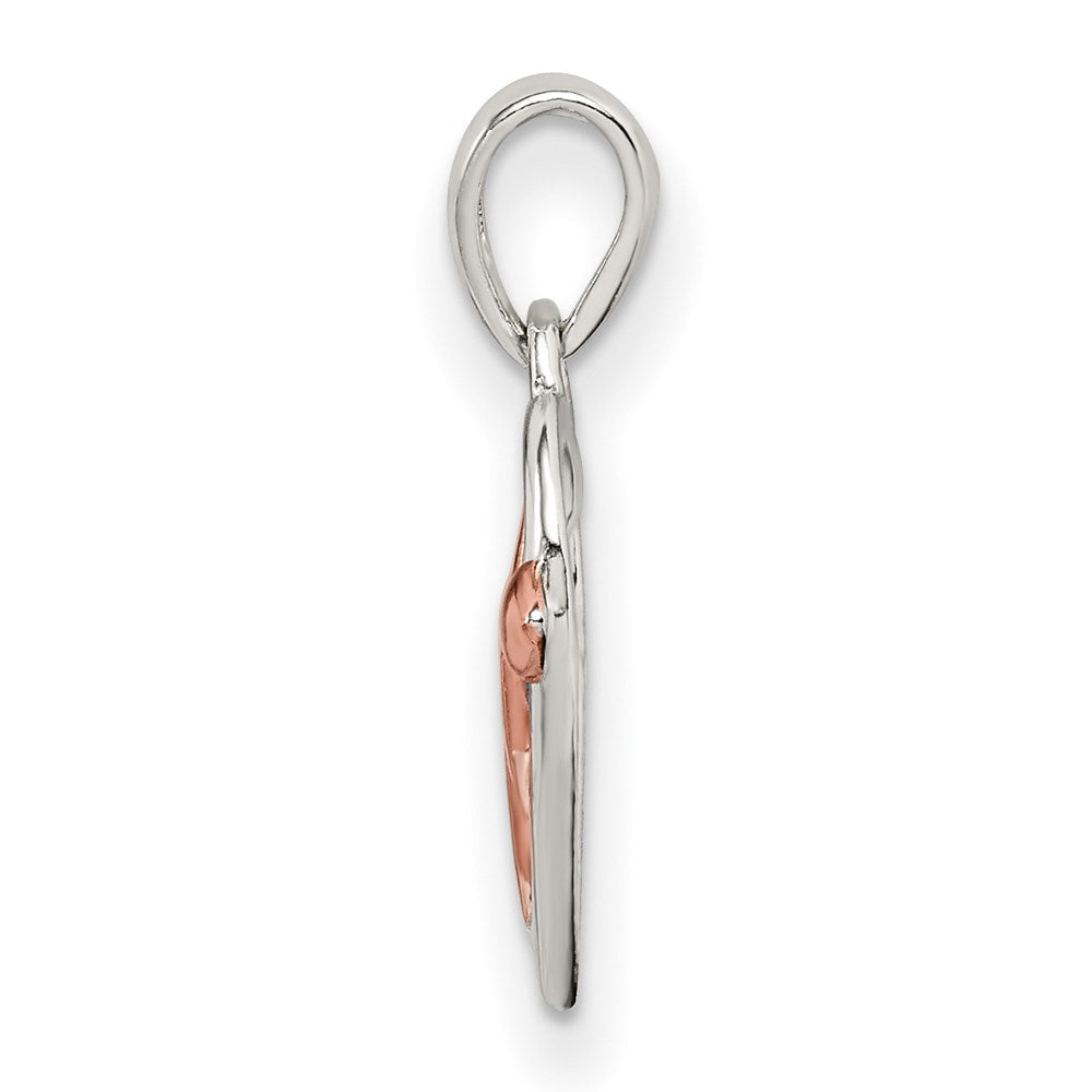 Sterlingsilber Rhodiniert & Roséfarben Herz und Pfeil Anhänger