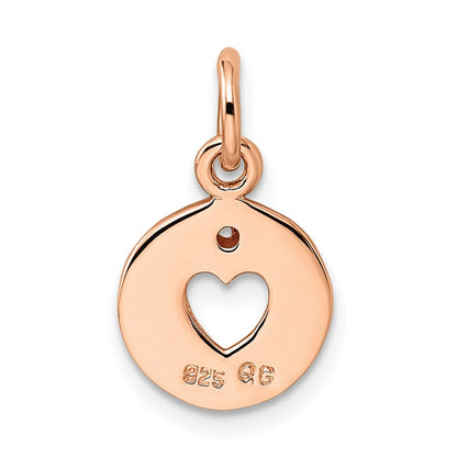 Sterlingsilber Rhodiniert Roséfarben & Diamant Offen Herz Anhänger