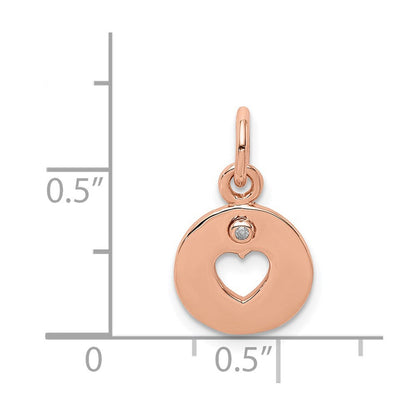 Sterlingsilber Rhodiniert Roséfarben & Diamant Offen Herz Anhänger