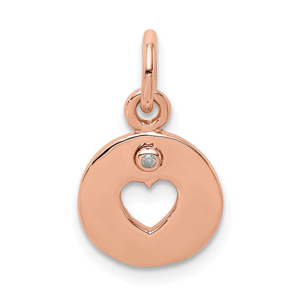 Sterlingsilber Rhodiniert Roséfarben & Diamant Offen Herz Anhänger