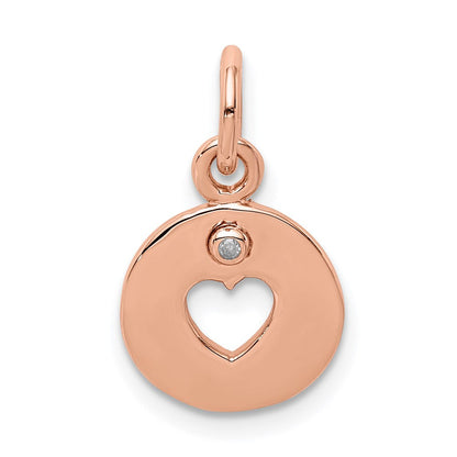 Sterlingsilber Rhodiniert Roséfarben & Diamant Offen Herz Anhänger