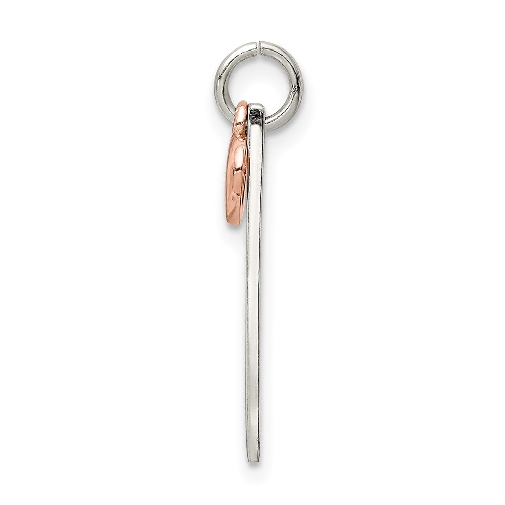 Sterlingsilber & Roséfarben Stab Herz Charm