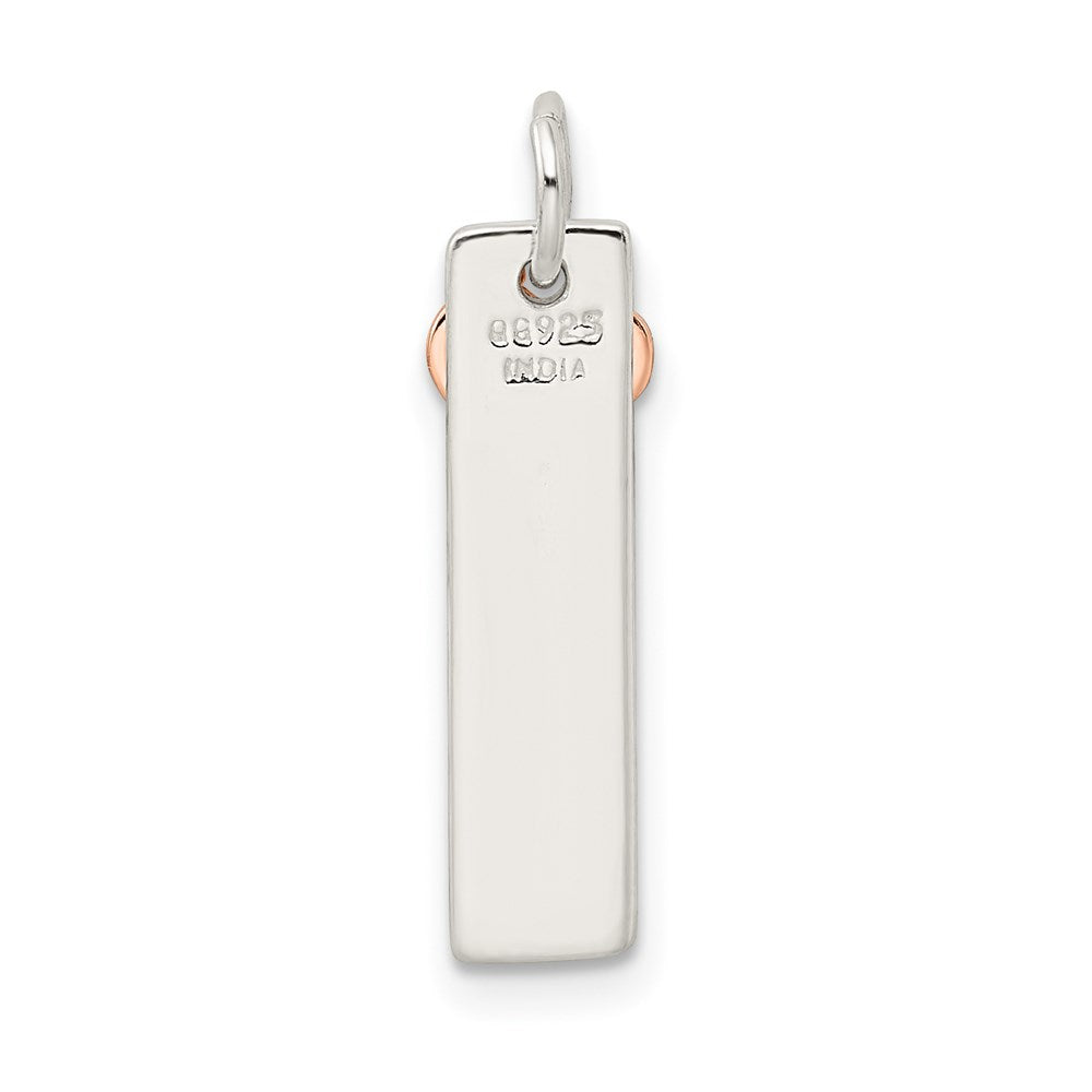Sterlingsilber & Roséfarben Stab Herz Charm