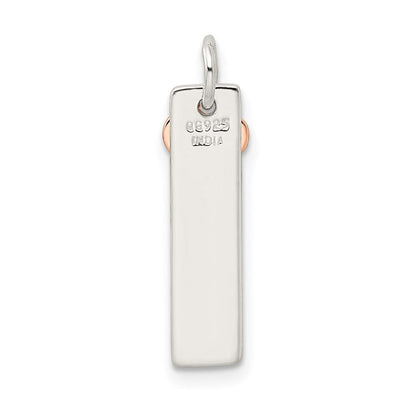 Sterlingsilber & Roséfarben Stab Herz Charm