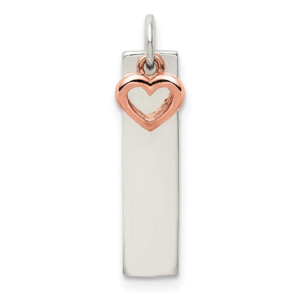 Sterlingsilber & Roséfarben Stab Herz Charm