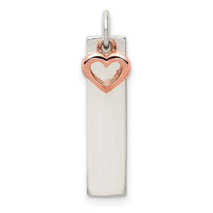 Sterlingsilber & Roséfarben Stab Herz Charm