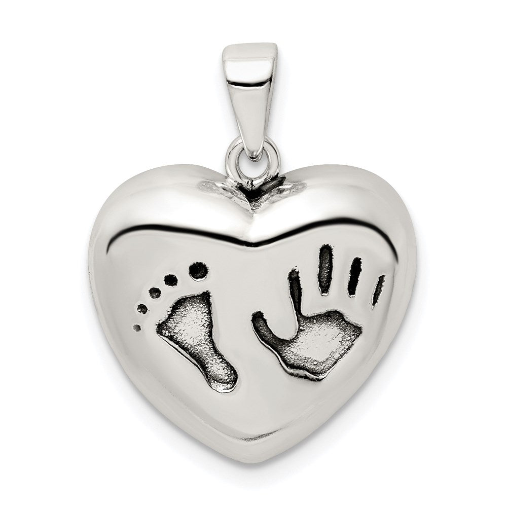 Sterlingsilber Antikisiert Herz Baby Foot Anhänger