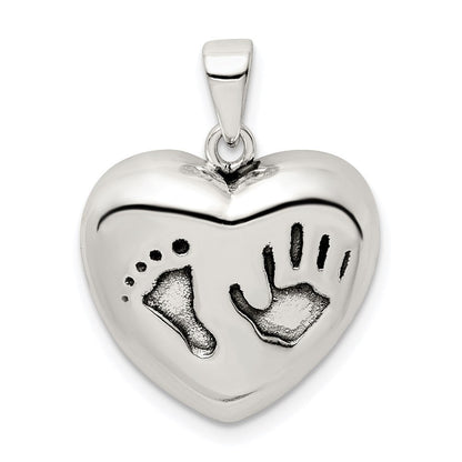 Sterlingsilber Antikisiert Herz Baby Foot Anhänger