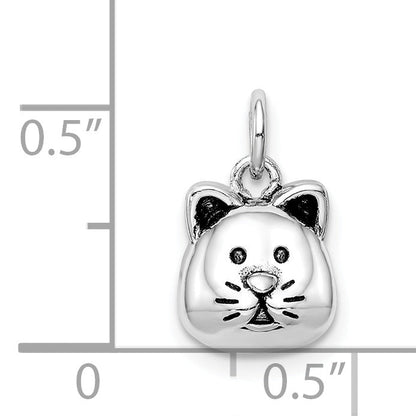 Sterlingsilber Rhodiniert Antikisiert Katze Kopf Anhänger