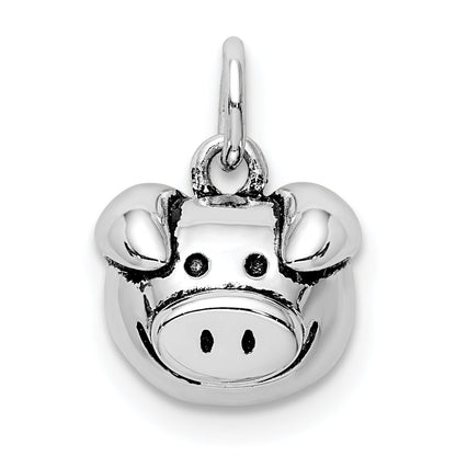 Sterlingsilber Rhodiniert Antikisiert Pig Kopf Anhänger