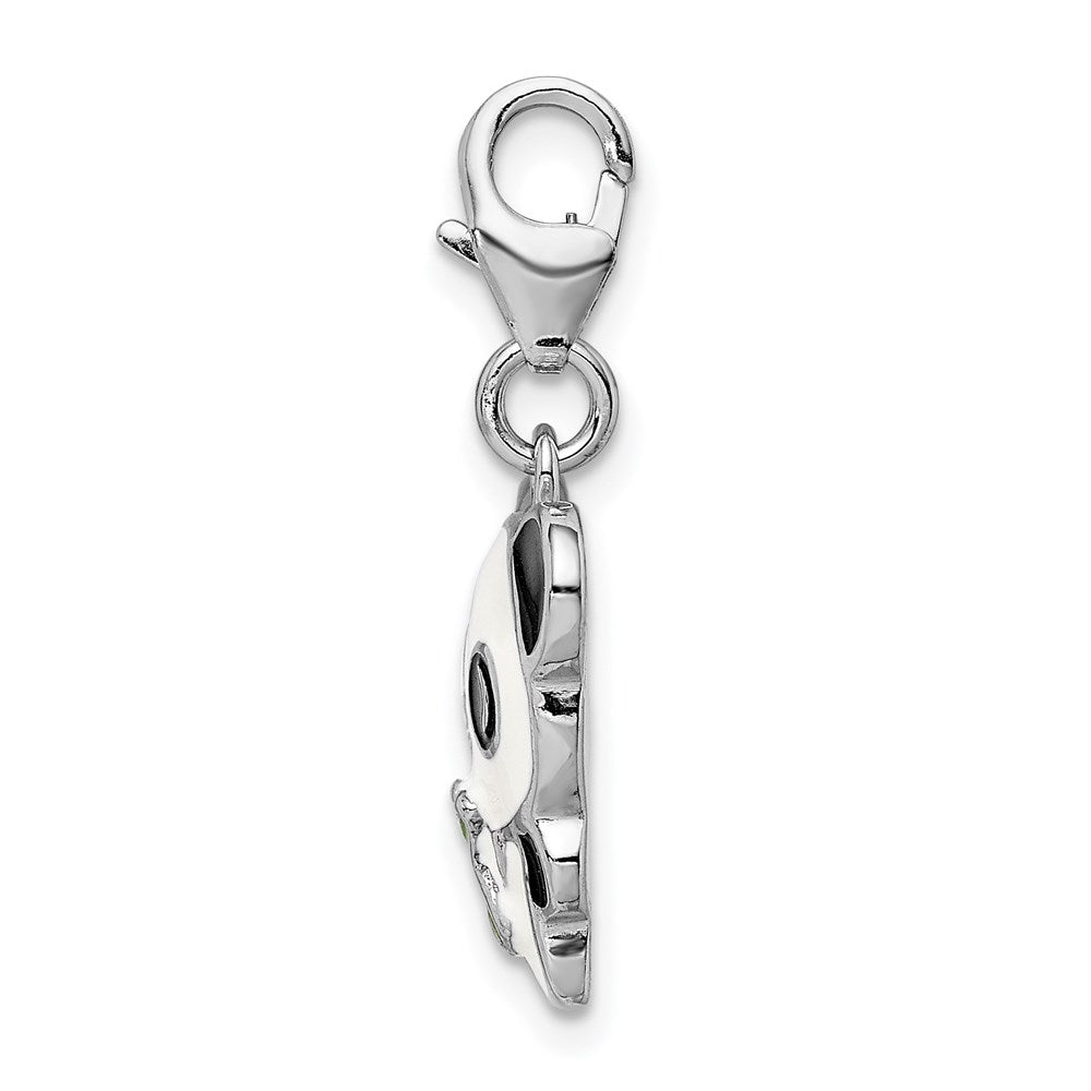 Sterlingsilber Rhodiniert Emailliert Panda mit Karabinerverschluss Charm