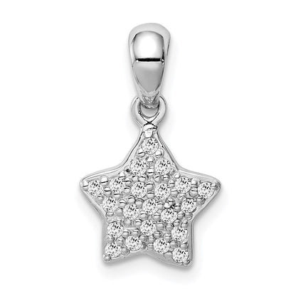 Sterlingsilber Rhodiniert Zirkonia Stern Anhänger