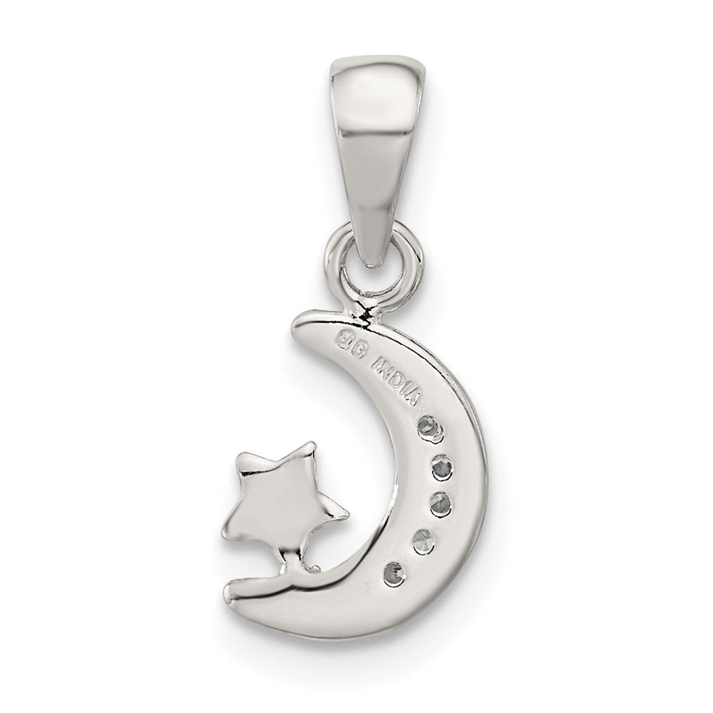 Sterlingsilber Zirkonia Stern & Crescent Mond Anhänger