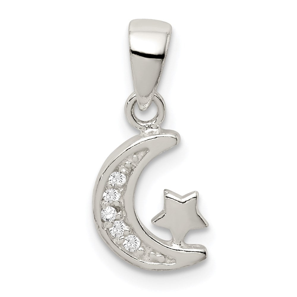 Sterlingsilber Zirkonia Stern & Crescent Mond Anhänger