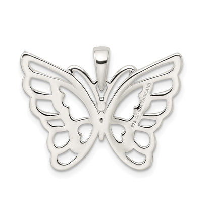 Sterlingsilber Diamantiert Schmetterling Anhänger