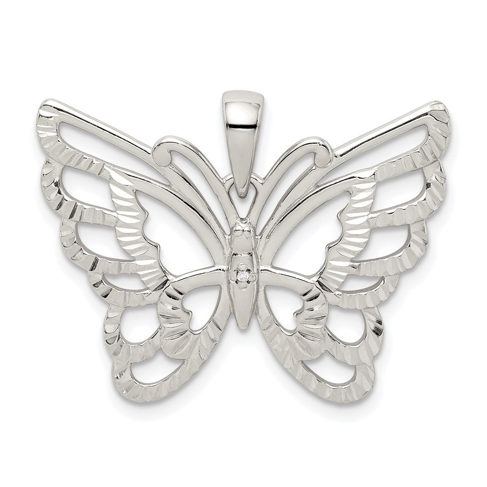 Sterlingsilber Diamantiert Schmetterling Anhänger