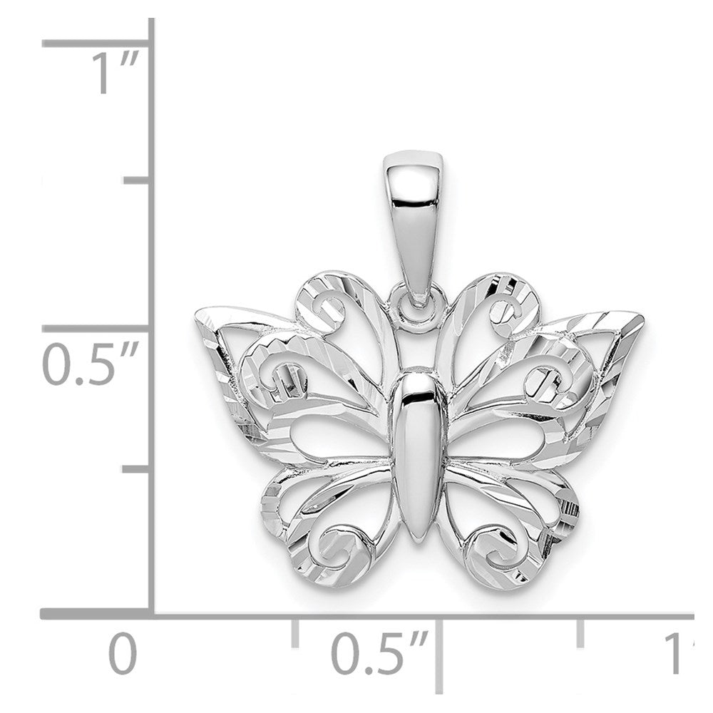 Sterlingsilber Rhodiniert Diamantiert Schmetterling Anhänger