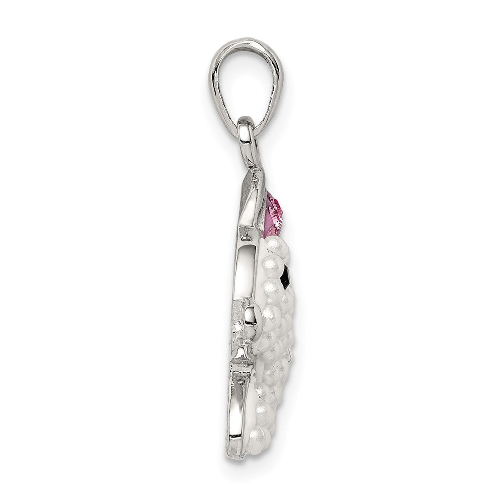 Sterlingsilber Rhodiniert Imitat Perle/preciosa Kristall Hase Anhänger
