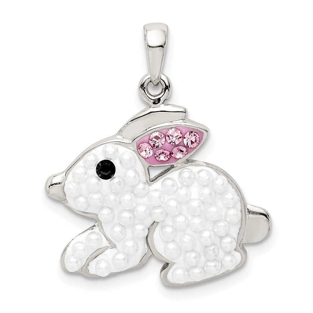 Sterlingsilber Rhodiniert Imitat Perle/preciosa Kristall Hase Anhänger