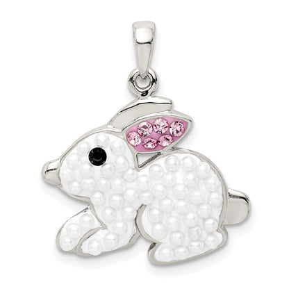 Sterlingsilber Rhodiniert Imitat Perle/preciosa Kristall Hase Anhänger