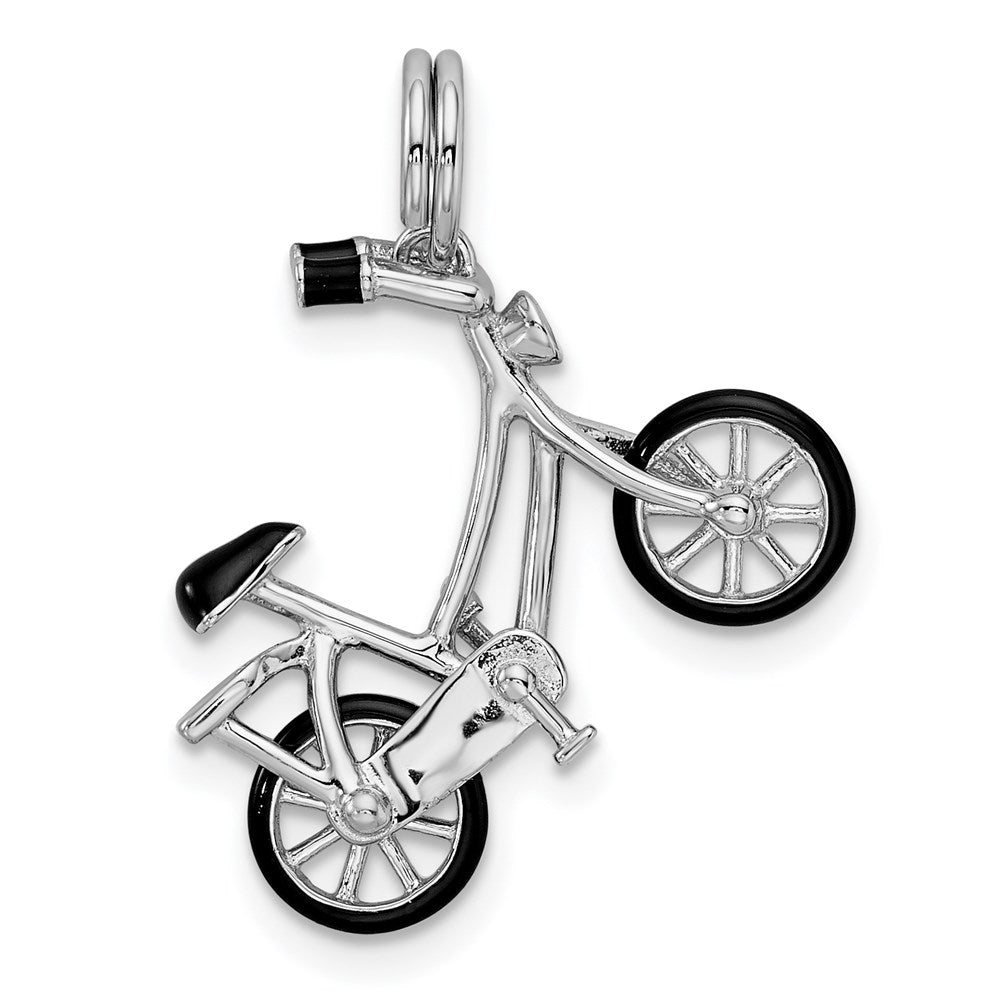 Sterlingsilber Rhodiniert Emailliert Beweglich Bicycle Anhänger