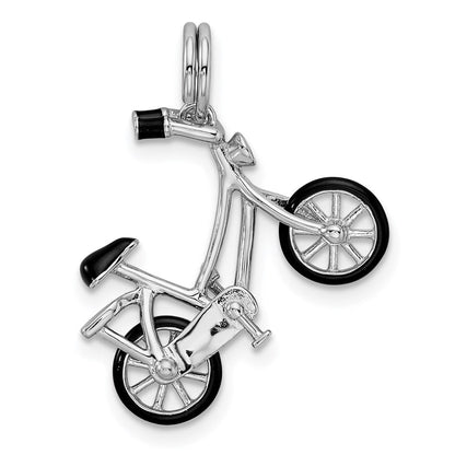 Sterlingsilber Rhodiniert Emailliert Beweglich Bicycle Anhänger