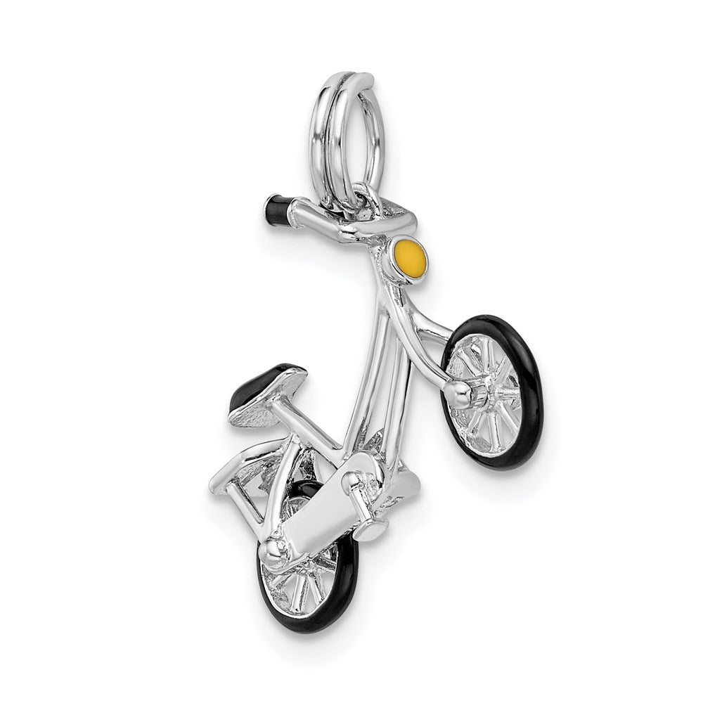 Sterlingsilber Rhodiniert Emailliert Beweglich Bicycle Anhänger