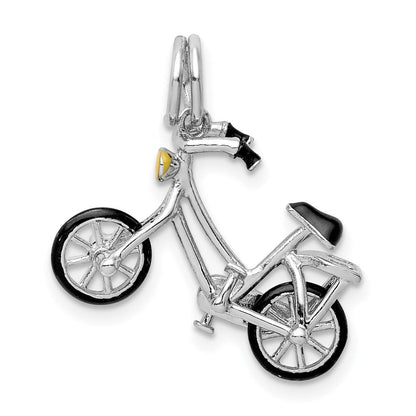 Sterlingsilber Rhodiniert Emailliert Beweglich Bicycle Anhänger