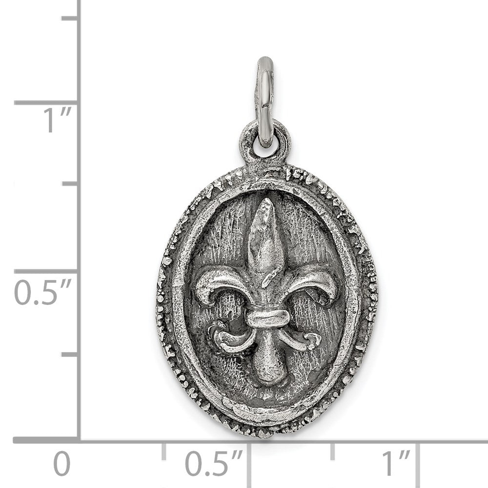 Sterlingsilber Antikisiert Fleur De Lis Anhänger