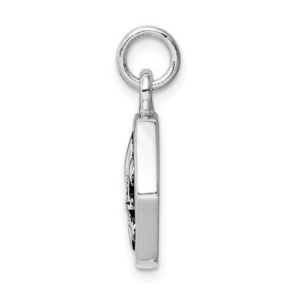 Sterlingsilber Rhodiniert & Antikisiert Fleur De Lis Anhänger