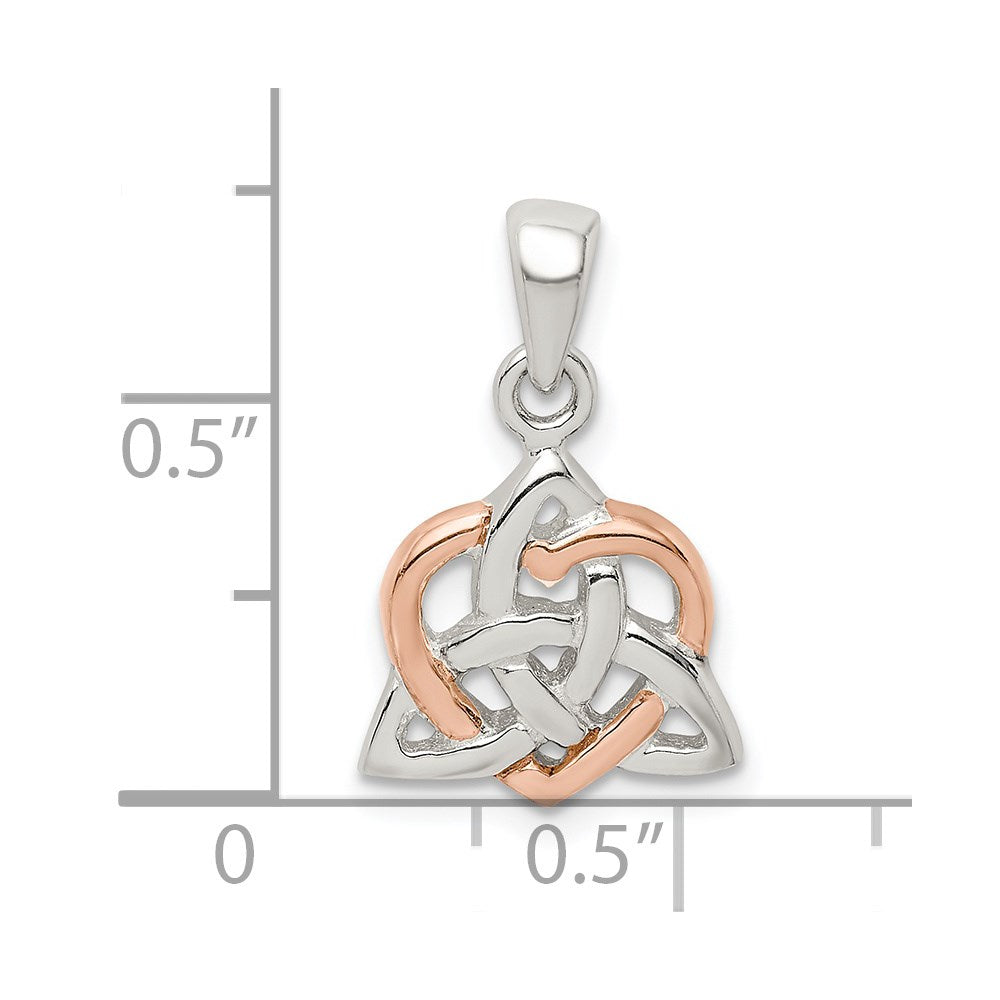 Sterlingsilber Trinty Knoten und Roséfarben Herz Anhänger