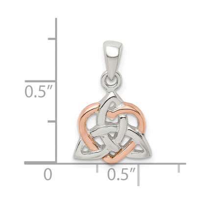 Sterlingsilber Trinty Knoten und Roséfarben Herz Anhänger