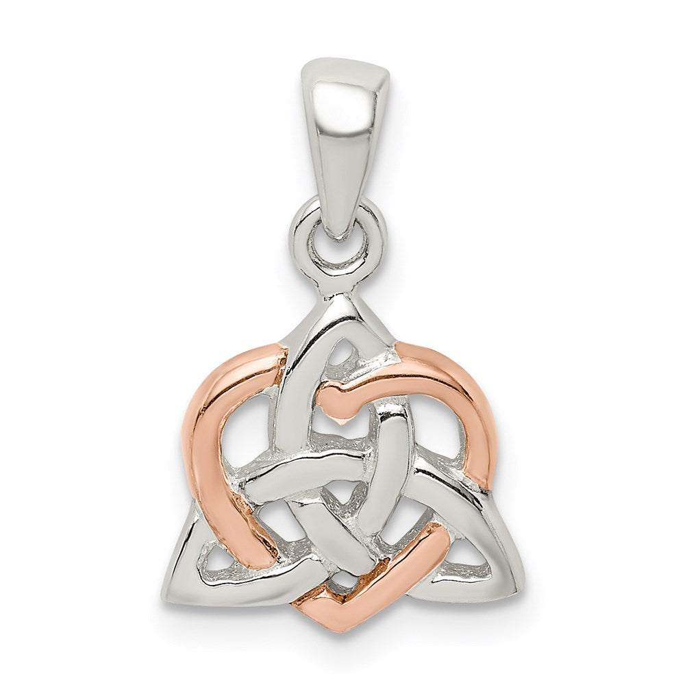 Sterlingsilber Trinty Knoten und Roséfarben Herz Anhänger