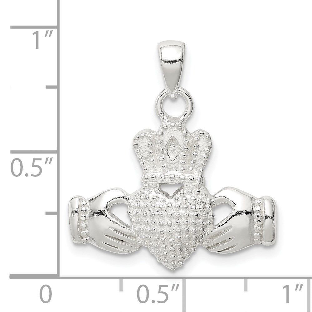 Sterlingsilber Poliert Claddagh Anhänger