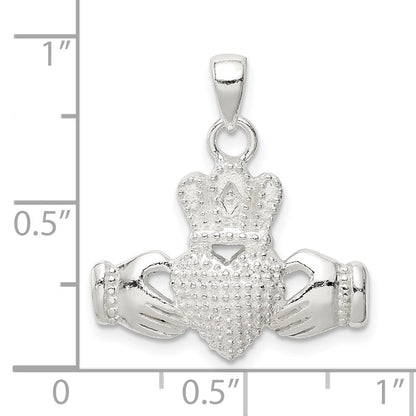 Sterlingsilber Poliert Claddagh Anhänger