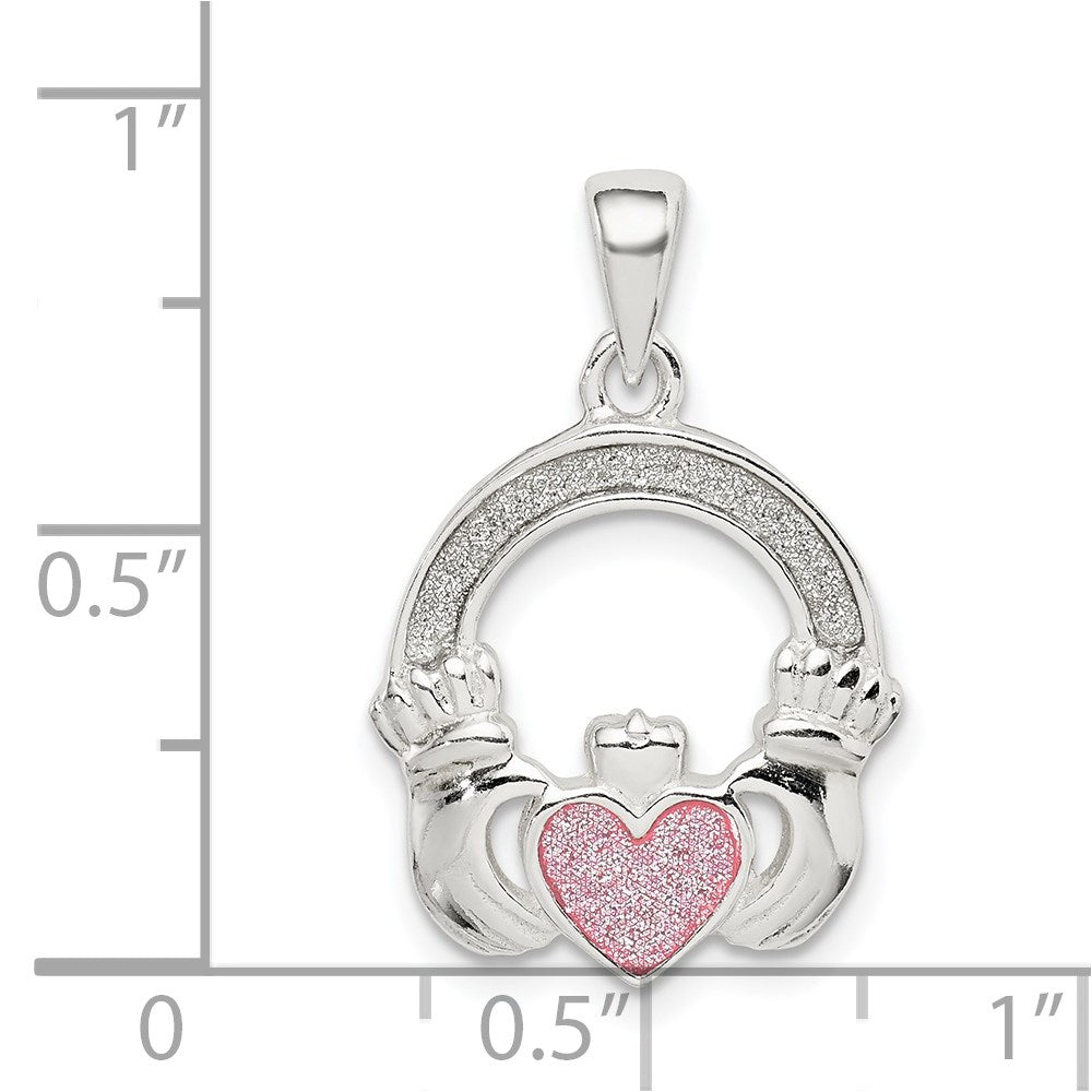 Sterlingsilber Glitzer Infused Claddagh Anhänger