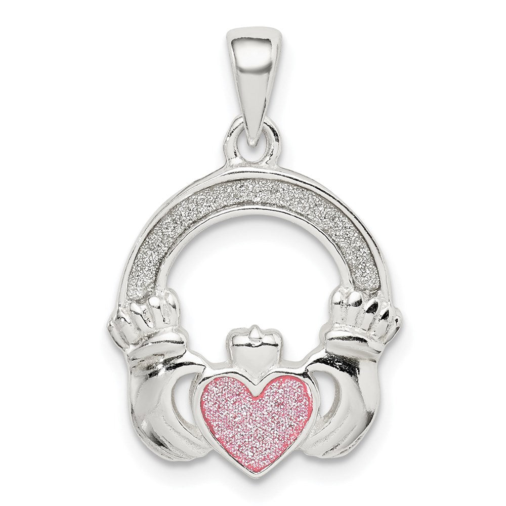 Sterlingsilber Glitzer Infused Claddagh Anhänger