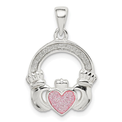 Sterlingsilber Glitzer Infused Claddagh Anhänger