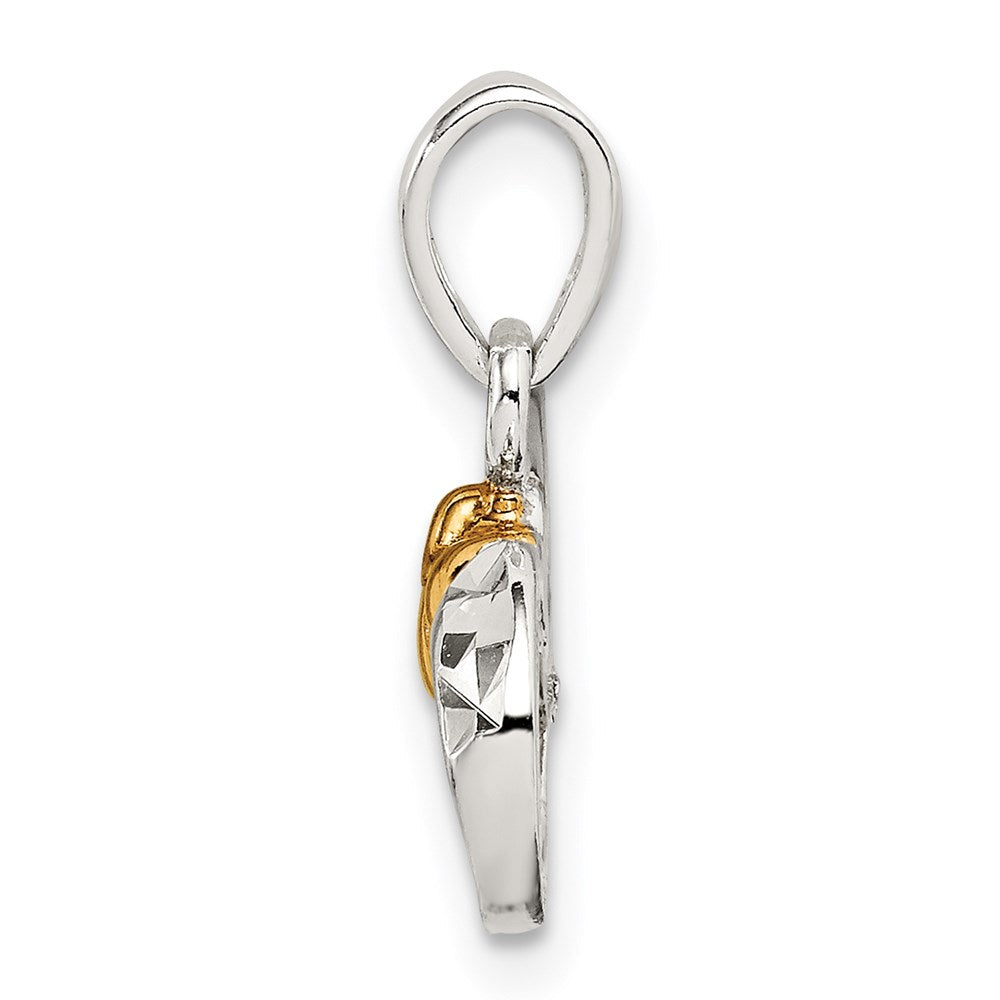 Sterlingsilber & Goldfarben Claddagh Diamantiert Unendlichkeit Anhänger
